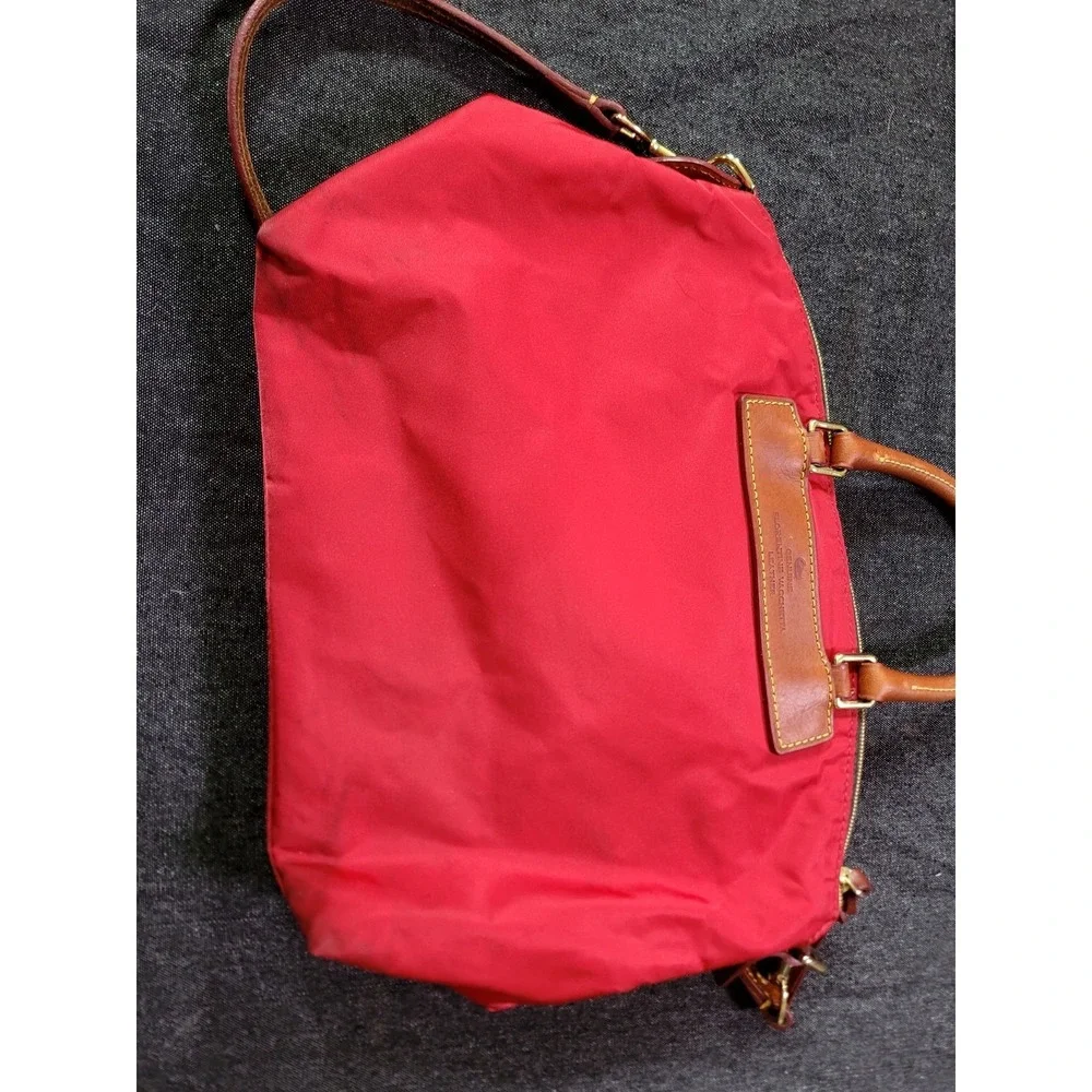 VTG Y2k Dooney & Bourke Satchel Purse Handbag Red Leather Florentine Nylon